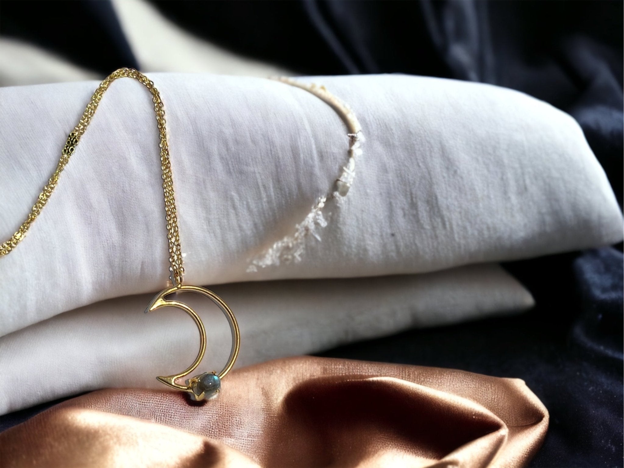 Labradorite Crescent Moon Necklace - Reed House of Jewels