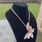 Necklace Light Pink Butterfly Pendant Set