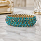 Teal Crystal Statement Stretch Cuff Bracelet