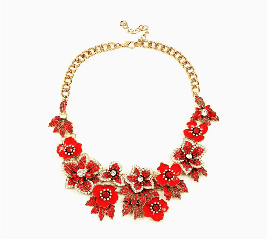 Red Crystral Floral Necklace - Reed House of Jewels