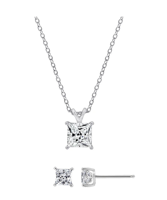 Classic Princess Cut CZ Solitaire Set