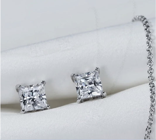 Classic Princess Cut CZ Solitaire Set