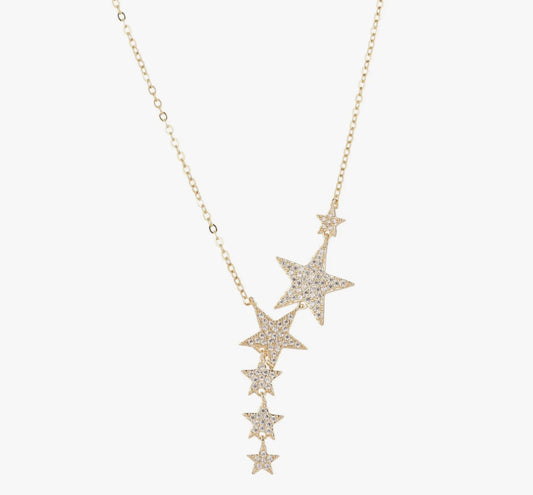 Gold and Crystal Shooting Stars Necklace - Reed House of Jewels