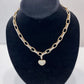 Chunky Gold Tone and Cubic Zirconia Heart Necklace - Reed House of Jewels