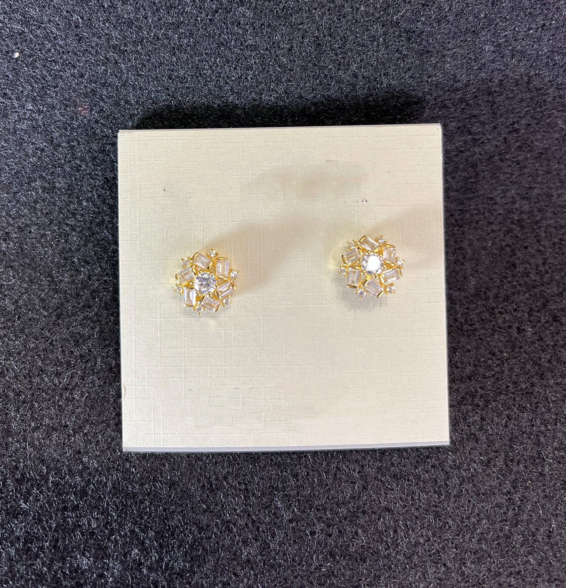 Starburst Gold Tone and Crystal Earrings - Reed House of Jewels