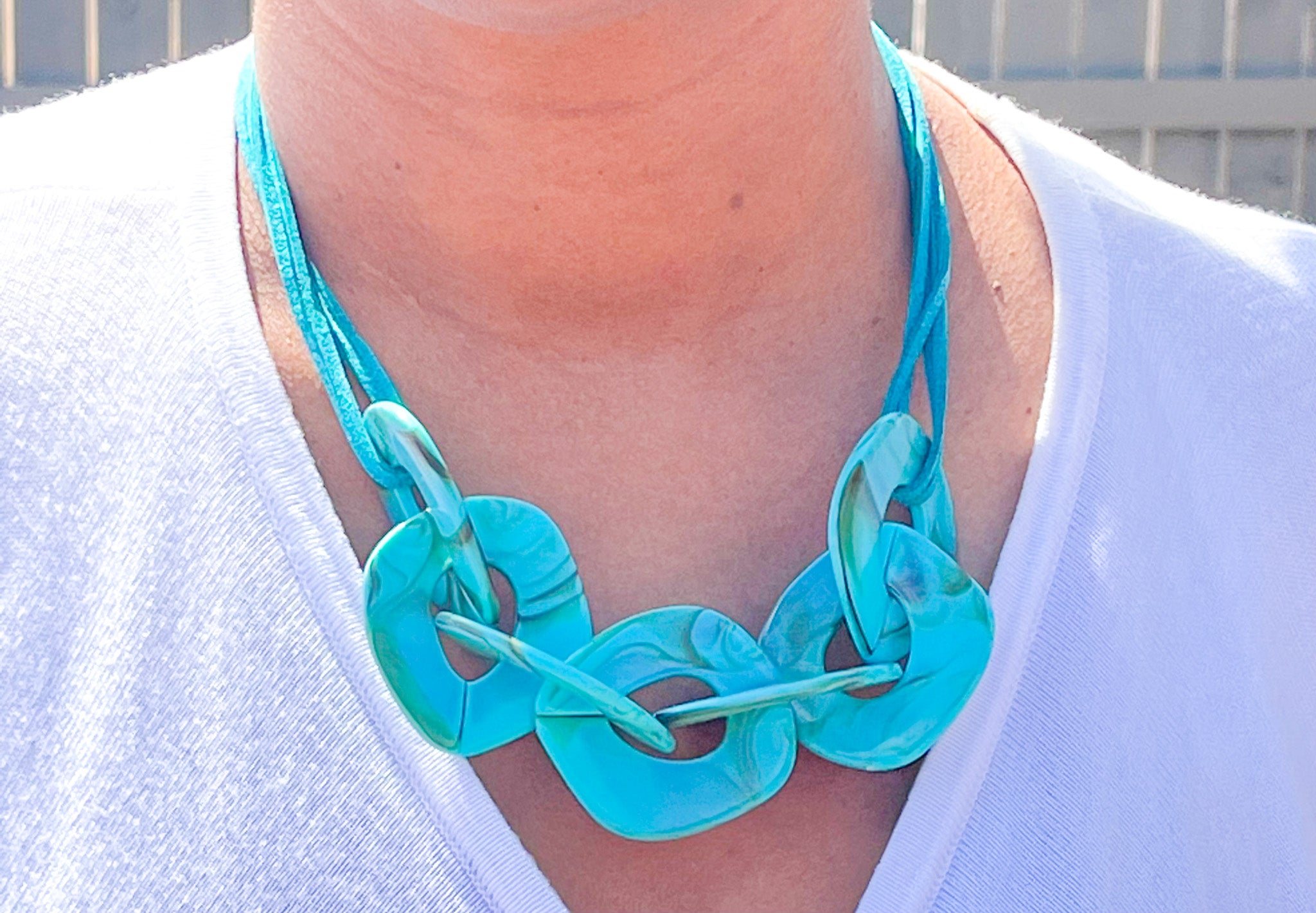 Faux Turquoise and Smoke Necklace - Reed House of Jewels