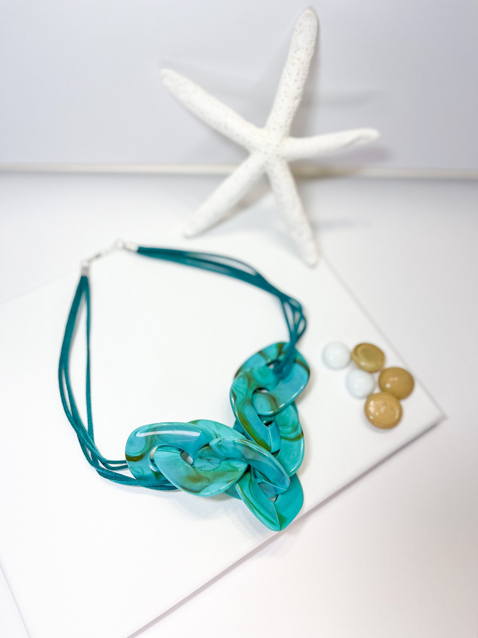 Faux Turquoise and Smoke Necklace - Reed House of Jewels