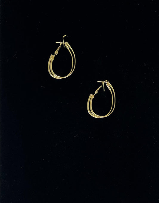 Gold Tone Double Oval Hoop Earrings - Reed House of Jewels