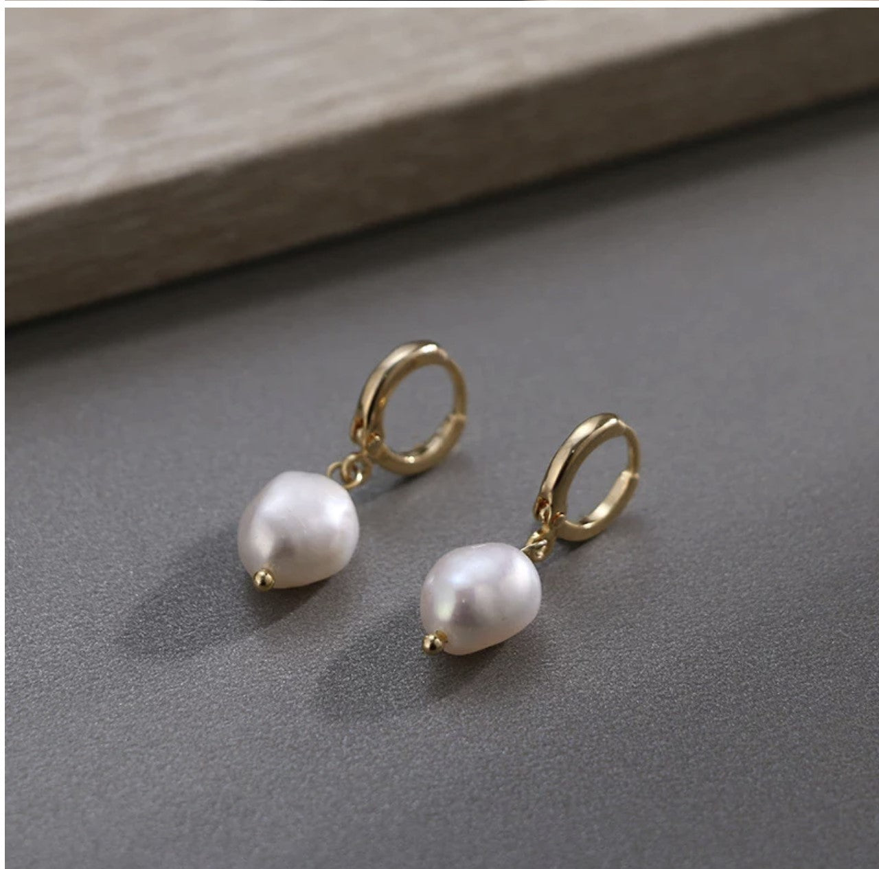 Pearl Drop 18K plated Stainless Steel Leverback Earrings - Reed House of Jewels