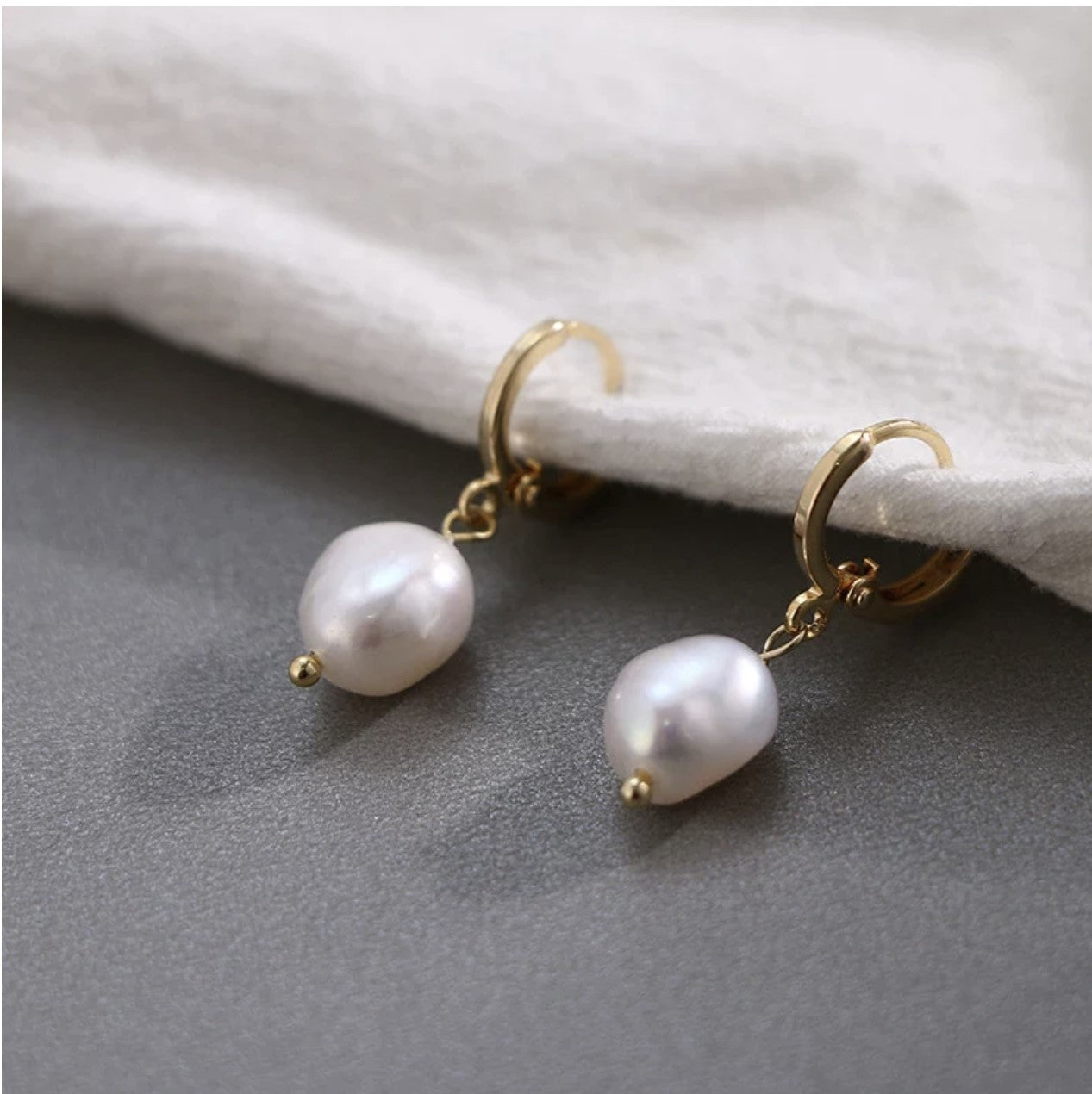 Pearl Drop 18K plated Stainless Steel Leverback Earrings - Reed House of Jewels