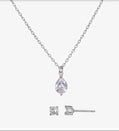 Delicate Crystal Pendant Silver Tone Necklace & Crystal Stud Earring 2-pc. Set