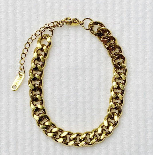 Gold Tone Cuban Chain Bracelet - Reed House of Jewels