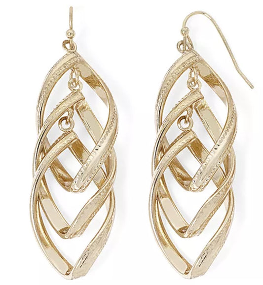 Swirl Drop Gold Tone Earrings - Reed House of Jewels