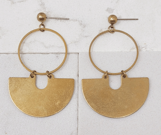 Circle and Half Moon Geometric Earrings