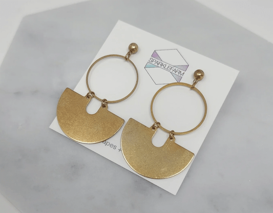 Circle and Half Moon Geometric Earrings